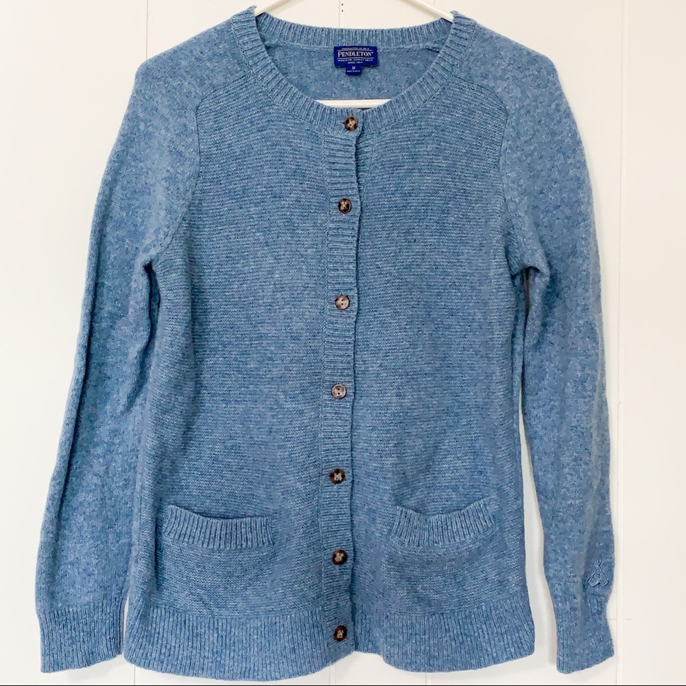 Pendleton Blue Wool Blend Button Cardigan Size Medium
